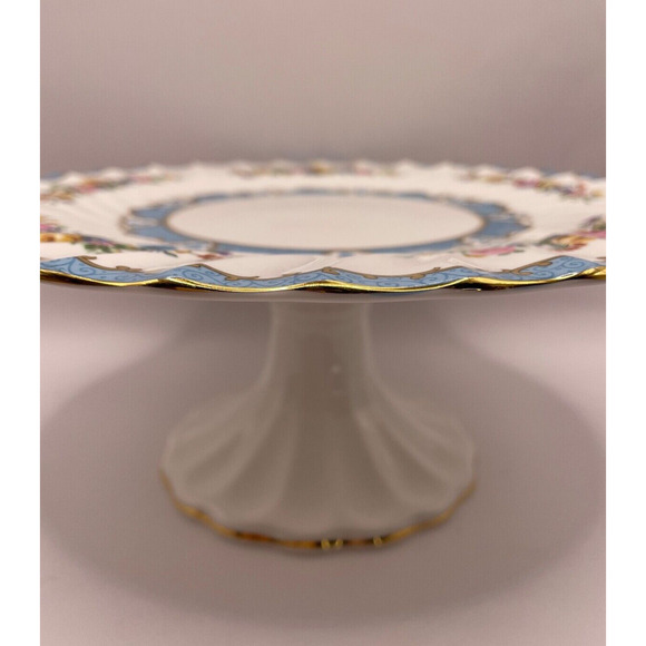 Fine Bone China Crown Staffordshire England R Cake Plate On Stand - Picture 5 of 8